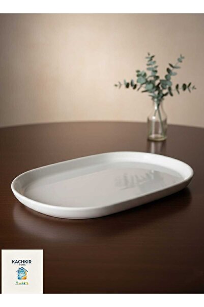 KACHKIRHOME Porselen Kayık Tabak Servislik Sunumluk Beyaz şık Form Sofra Düzeni