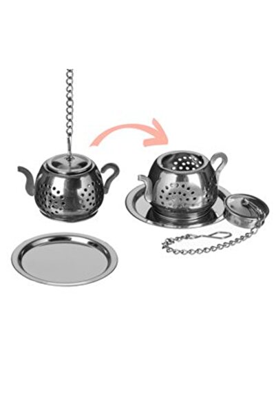 SHOPIENS Ceainic cu infuzor de ceai din oțel inoxidabil Ø3,5 x 2,5 cm