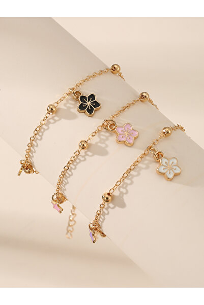 Take Two By Styli طقم من 3 قطع - سوار بقلادة على شكل زهرة