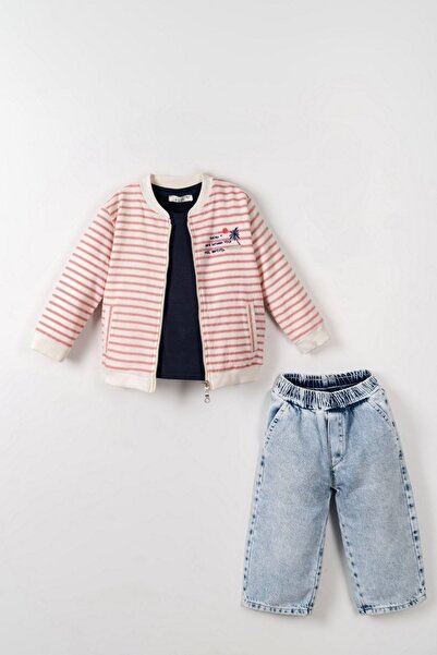 HAUSEkids 1-4 Years Old Line Sunny Coole Boy's 3-Piece Set-Coral