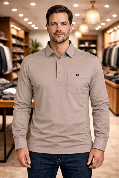 BARLİZ Men's Long Sleeve Polo Neck T-Shirt