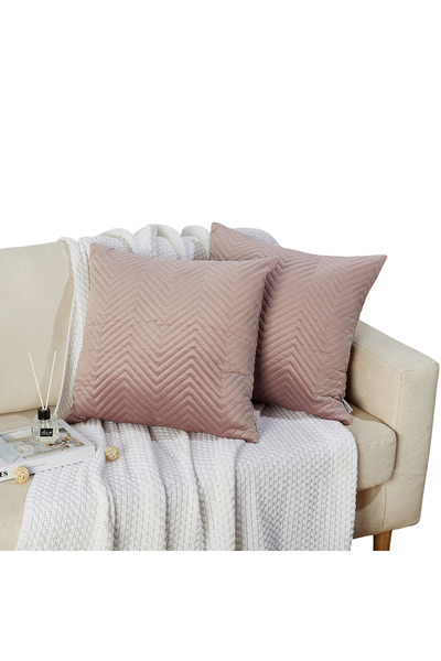 Other Set of 2 Velvet Pillow - 3D Relief Pattern, Invisible Zipper - Light Pi...