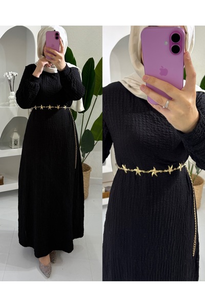 STİLSEN YILDIZ KEMER DETALI BOYDAN ELBİSE