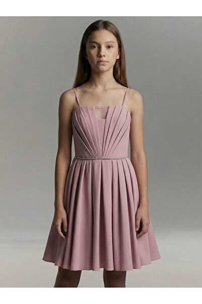 modallita فستان سهرة قصير للفتيات مع نافذة تول أمامية، فستان تخرج