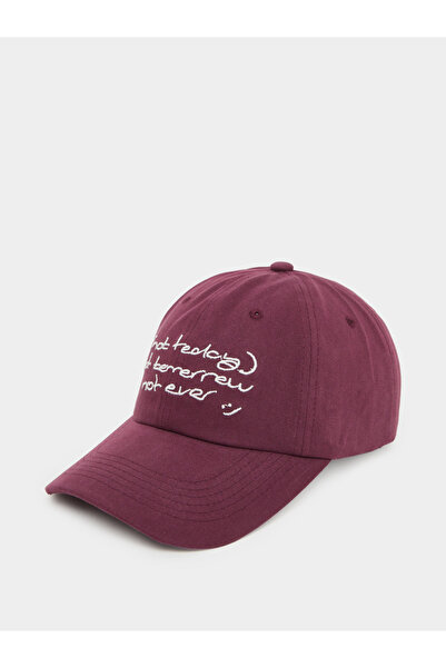 Styli Burgundy Embroidered Slogan Baseball Cap