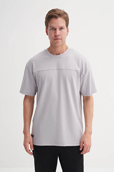 Cazador Relax Fit Crew Neck Knitted Gray Men's T-Shirt 40070