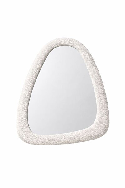 Mirror Organically shaped decorative mirror with textile frame – 58 x 48