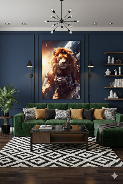 BLT DİZAYN Astronaut Lion Space Warrior Science Fiction Galaxy Concept Art Gl...