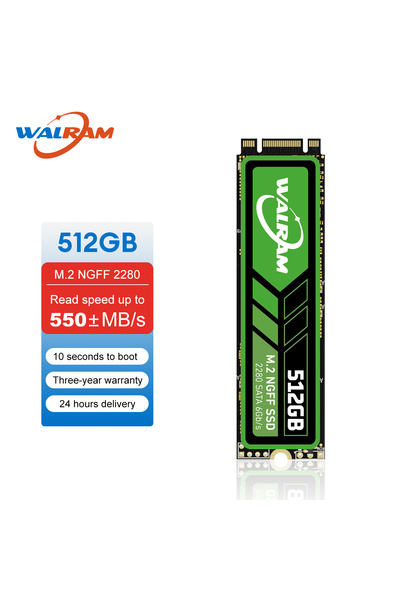 walram 512GB M.2 NGFF SATA SSD Internal Hard Drive with NGFF 2280 RAM