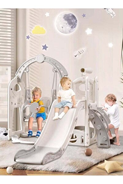 Generic 5-in-1 Kids Slide and Swing Set with Basketball Hoop & Telescope, Spa...