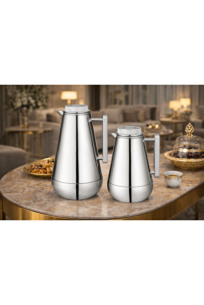 ALSAIF Al Saif Thermos Set with Silver Accents ☕✨ 1.3L and 0.75L Capacity | E...
