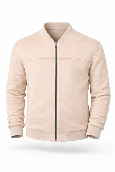 BASEL.CO Basic Bomber College Seasonal Suede Jacket
