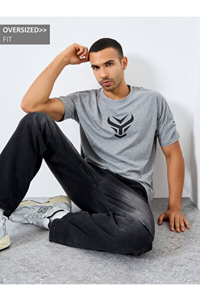 Styli Front Graphic Crew Neck Oversized T-Shirt