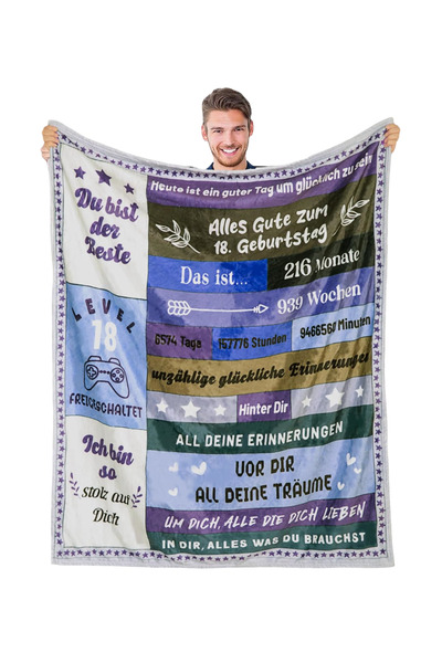 Other 18th Birthday Gift Blanket - Soft and Fluffy Fleece - 130x150 cm, Gift ...