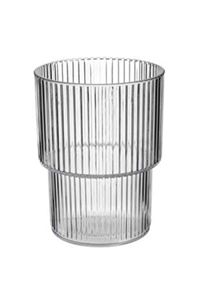 SHOPIENS Transparent Plastic Glass with Relief Stripes 320 ml