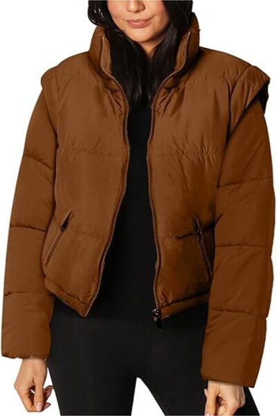 Other Jachetă de puf damă Cicy Bell - Mâneci detașabile, Poliester - Maro, Mă...