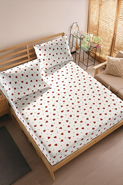 SADEN HOME Heart Patterned Elastic Sheet Set - Single/Double/King Size