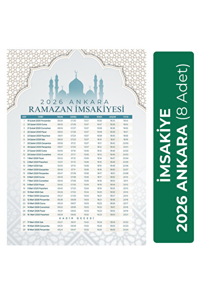 Organik Yolda 2026 إيمساكي أنقرة (8 قطع بحجم A4)