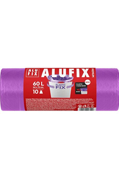 alufix Saci menaj cu banda ELASTIC FIX 60L/10buc, LDPE 64x70cm, mov,