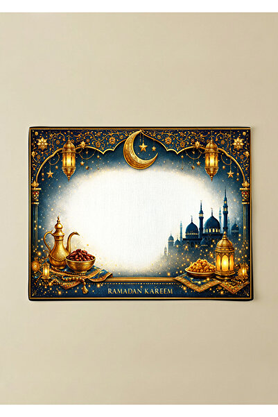 Markaev طقم تقديم أمريكي من القطن باللون الأزرق الداكن لرمضان الكريم، مكون من...