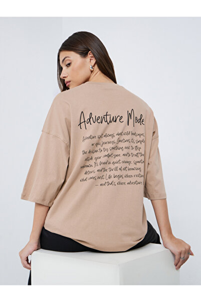 Styli Adventure Mode Oversized Slogan T-Shirt