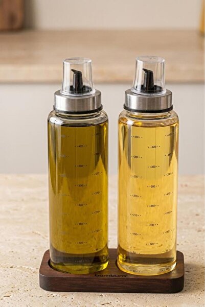 Bambum Nero 3-Piece Borosilicate Oil Pot with Stand - Vinegar Set 500 ml