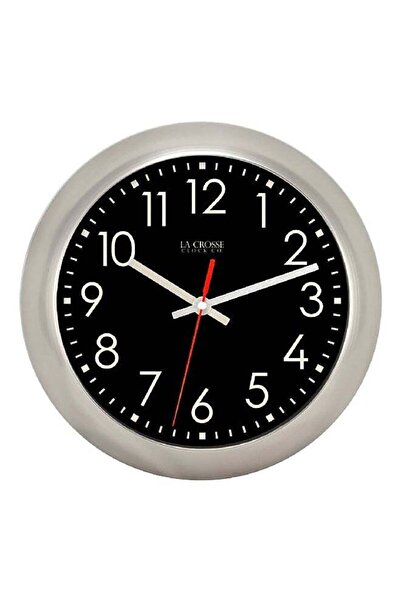 Generic ساعة حائط دائرية تناظرية تعمل بحركة كوارتز فضية وسوداء