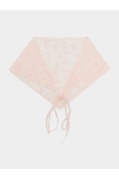 Styli Pink Floral Lace Bandana Scarf