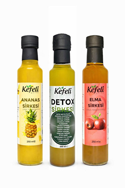 kefeli gurme Elma, Ananas ve Detox Doğal Fermantasyon 3'lü Set 250ml