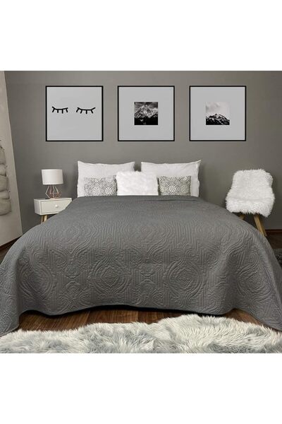 Homelevel Quilted bedspread, 240 x 260 cm, Grey, Polyester