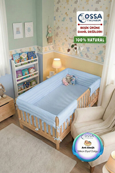 yasetex tasarım Montessori Beşik Yan Koruma Seti Darbe Önleyici Pofuduk - Beb...