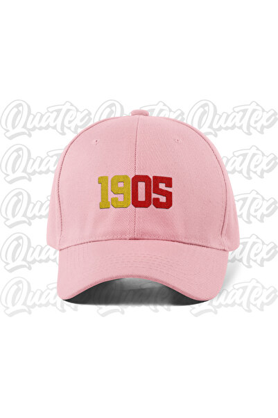QUATEX 1905 Yellow Red Embroidered Hat - Pink Color 100% Cotton Gabardine Uni...