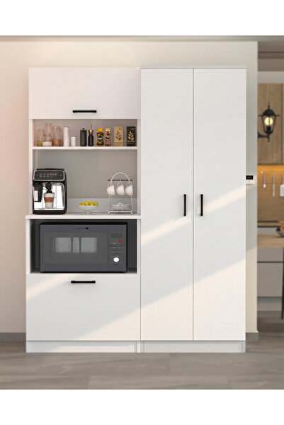 Moonlife Brenda 4 Kapaklı Çok Amaçlı Kahve Köşesi Dolabı Beyaz