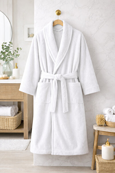 OEMN Velour bathrobe, 100% Cotton , Spa collection, size L/XL, white