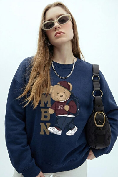 COMBİNE MİCHAİL Ženska majica sa printom medvjedića, tamnoplava, udobna