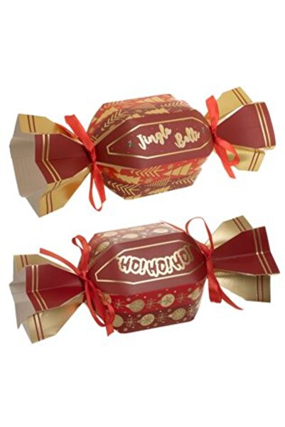 SHOPIENS Cutii de bomboane de Crăciun în culorile Burgundy și Auriu cu Mesaje...