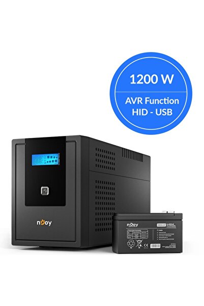 nJoy UPS Cadu 2000, 2000 VA/1200 W, Управление (Черен)