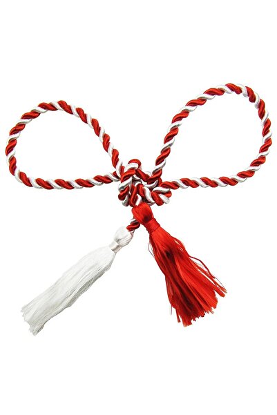 Bsr Set 10 snururi martisor, fir gros, alb+rosu, 54 cm