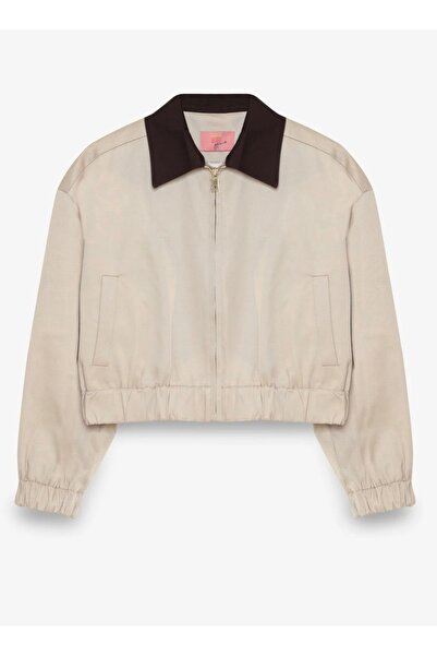 HAVİ OFFİCİAL Quzu Bomber Ceket |Yaka detaylı