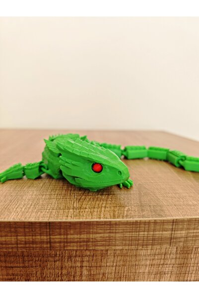 3D Karamürsel 3D Baskı Hareketli Eklemli Kırmızı Gözlü Kertenkele Ejderha Fig...