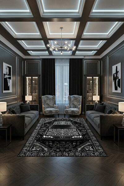 Pixel Dizayn Mercedes W124 Vintage Eskitme Siyah Beyaz Otantik Desenli Şönil ...