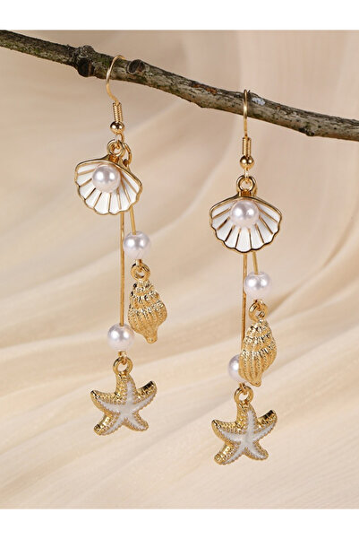 Take Two By Styli Seaside Pearl and Shell Dangle Earrings