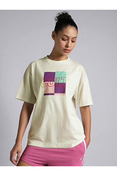 Cult By Styli Women Cream Brand Carrier Oversized T-Shirt