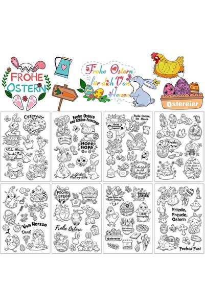 Other Set Ștampile Paște - 105 Bucăți Silicon, 8 Coli Transparente - Scrapboo...