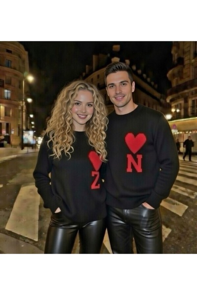 Teknik KİŞİYE ÖZEL HARFLİ KALP BASKILI UNISEX SWEATSHIRT