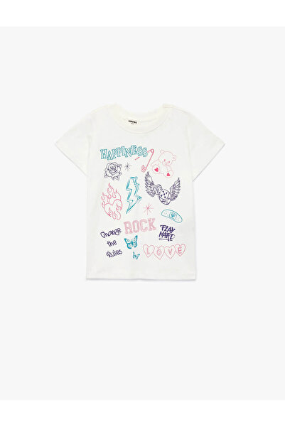 Koton Памучна тениска с къс ръкав и кръгла яка