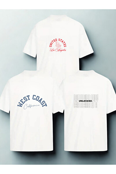 Risely Co Men's Set of 3 White Oversize T-Shirts