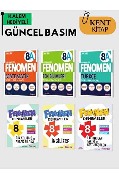 Fenomen Yayıncılık FENOMEN 8 A SET - BRANŞ DENEMELERİ ( MATEMATİK - FEN - TÜR...