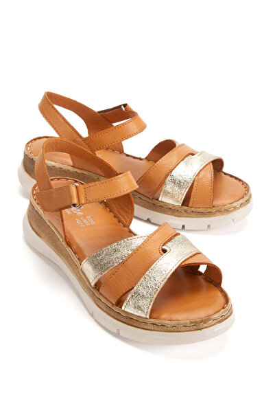 Ender İç Dış Hakiki Deri Dolgu Taban Kadın Sandalet