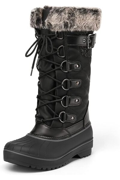 Other Women's Snow Boots - Waterproof, Fur-Trimmed Lined, Non-Slip Sole - Bla...